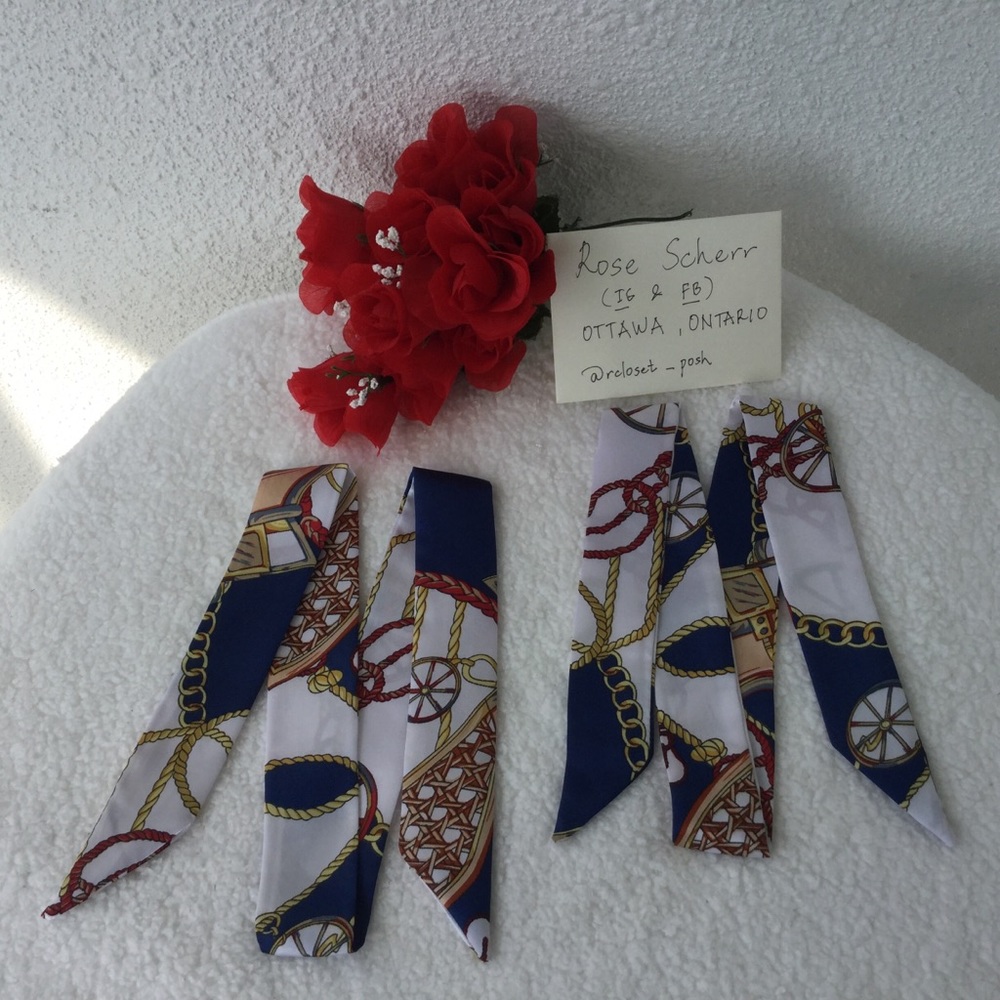 2pcs Twilly Scarves Handbag/ Handle Ribbon - Picture 2 of 12